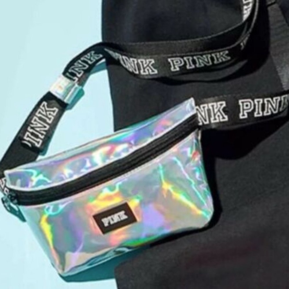 VS Pink Fanny Pack IRIDESCENT Metallic Holographic